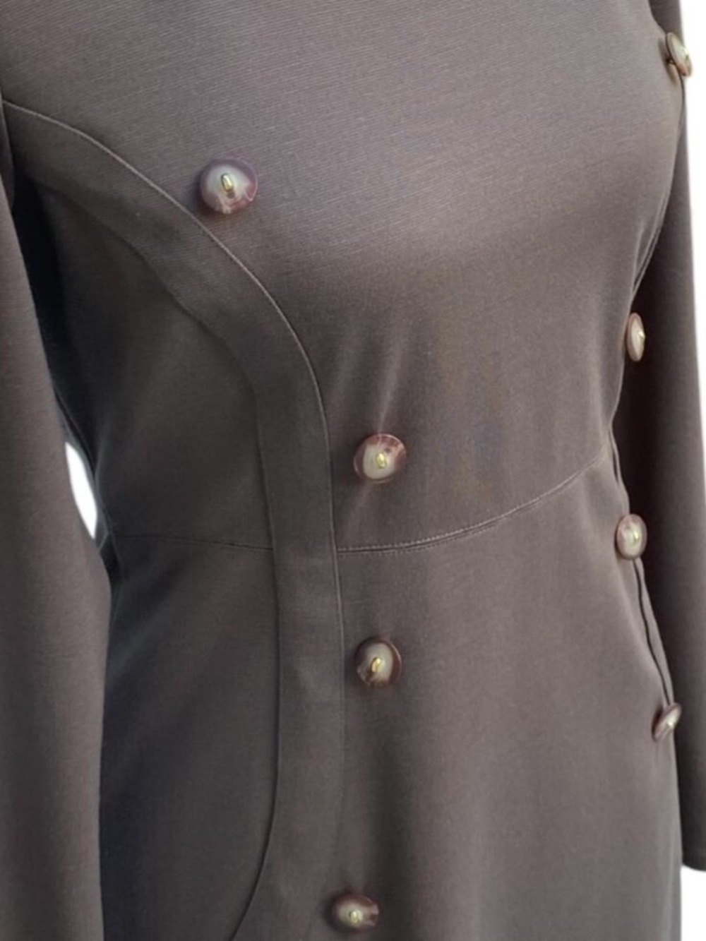 Ali Ro Fall Dress Brown Medium Long Sleeve Ponte Large Classic Anthro Taupe Hue